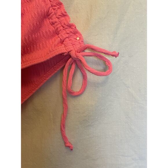 4XL Pink Textured One-Piece Swimsuit Adjustable Strap Ruched Sides Keyhole Front - Picture 3 of 10